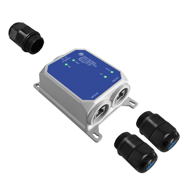 IP67 Outdoor 10G Gigabit Waterproof PoE Injector DC48-57V in Max 120W IEEE 802.3 Af/At/Bt PoE Out Max 90W 6KV ESD