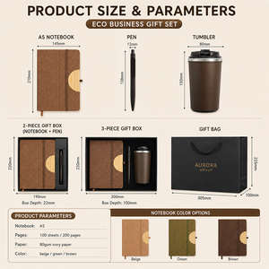 Coffret cadeau écologique A5 en liège avec couverture en bambou, stylo et gobelet isotherme en acier inoxydable, coffret cadeau d'entreprise - Product Image 2