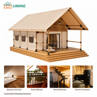Tente de glamping safari à deux étages, tente d'hôtel de luxe à deux niveaux pour complexe hôtelier, camping, hébergement en maison d'hôtes