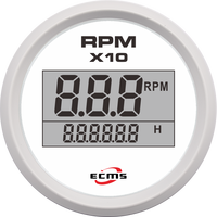 ECMS Étanche 2 "Tachymètre Numérique REV Compteur RPM Jauge avec Compteur d'Heures 9990RPM 9-32V Piston de Rétroéclairage Huit Couleurs