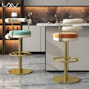 Ghế Quán Bar Xoay Sang Trọng Nhẹ Hiện Đại Mới Ghế Quán Bar Cafe Bistro Vải Khung Kim Loại + Ghế Cao Bọc Da Ghế Quán Bar - Product Image 1