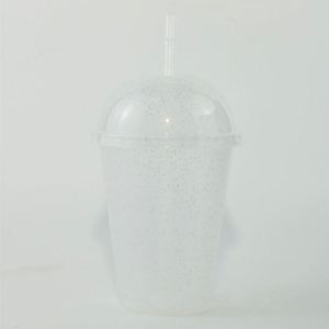 Custom Logo <b>Reusable</b> Large Hole Milk Tea <b>Cup</b> 16oz Colorful PP Glitter Plastic <b>Cups</b> with Lid and Straw - Product Image 4