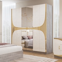 Ensemble de chambre à coucher de luxe turc complet avec lit double king size, meubles de chambre king size en bois avec rangement intégré pour optimiser l'espace