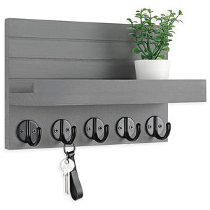 <span class=keywords><strong>Porte</strong></span>-clés mural en bois Tung 5 crochets support de rangement de lettres pour tenir des sacs manteaux clés lettres décoration murale pour salon - Product Image 4