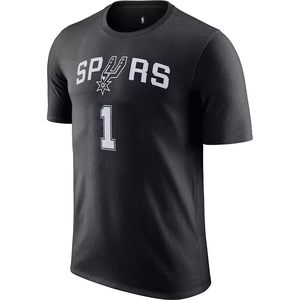 T-shirt de basket-ball pour jeunes San Antonio Spurs Wembanyama 1 noir, col rond, anti-transpiration - Product Image 2