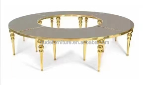 Foshan di alta qualità in acciaio inox oro telaio rotondo in marmo Top tavolo da pranzo per la <span class=keywords><strong>sala</strong></span> di nozze - Product Image 4