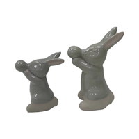 Oeuf de lapin en céramique pour le printemps Pâques Accessoires de table pour enfants Objets décoratifs pour la maison ou le bureau