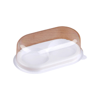 Boîte à gâteau jetable en PET transparent écologique à deux compartiments pour tiramisu et cupcakes