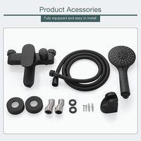 Mitigeur de baignoire noir avec douchette à main, mitigeur de bain avec pommeau de douche, robinet mural, accessoire de bain, robinet de douche