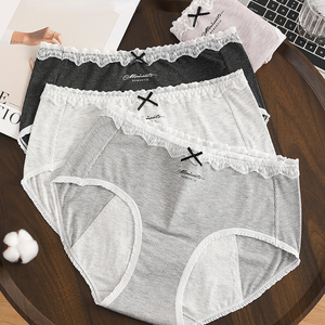 FF6455 <strong>Plus</strong> <strong>Size</strong> Cotton Women <strong>Period</strong> Briefs Leakproof Menstrual Underwear Bowknot Mid Waist Menstrual <strong>Period</strong> <strong>Panties</strong> - Product Image 1