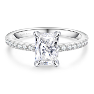 مجوهرات الخطوبة الراقية S925 الصلبة الأبيض مطلي بالذهب عيار 14 قيراط 1CT المويسانيت الماس قطع مشع خواتم الفضة الإسترلينية للنساء - Product Image 1
