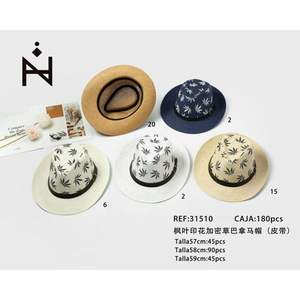 Sombrero Panamá de Paja Densa con Cinturón de Palmera, 57 58 59cm, Unisex, Sombrero de Playa para Verano - Product Image 1