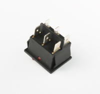 16A KCD2 Interrupteur à bascule illuminé rouge Interrupteur noir avec lumière LED
