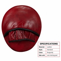 Mitaines de boxe rondes en cuir bordeaux avec protège-doigts pour l'entraînement au kickboxing et aux arts martiaux
