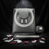 Ensemble de bijoux de mariée en or blanc plaqué zircon scintillant, collier, boucles d'oreilles, bague pour femme, cadeau tendance pour mariage et anniversaire