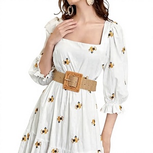 Vestido Midi de Verano para Mujer, Sencillo y Elegante, con Mangas <span class=keywords><strong>Campana</strong></span>, de Algodón Ecológico - Product Image 1
