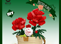 Série Histoires de Paniers de Fleurs : Rose Petite Marguerite, Blocs de Construction DIY en Plastique ABS (200-400 Pièces), Ornements en Pot