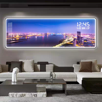 Lanskap Malam Kota New York Lampu LED Seni Dinding Rumah Kantor Hotel Arsitektur Cetak Elektronik Tampilan Digital Jam Dinding