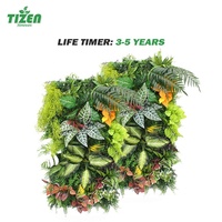 Tizen vente en gros fausse feuille verte Jungle toile de fond artificielle plante verticale herbe mur