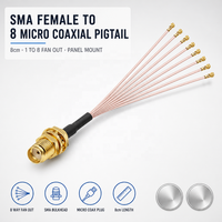 Câble d'antenne micro coaxial SMA femelle à montage sur panneau vers 8 connecteurs U.FL, avec pigtail de sortie ventilé de 8 cm pour routeur