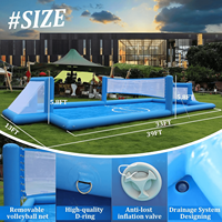 Grand terrain de volley-ball et de football gonflable 2 en 1, jeu aquatique gonflable avec installations récréatives
