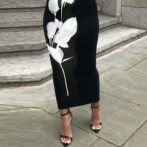 Women's Casual Summer Skinny <strong>Wrap</strong> <strong>Skirts</strong> with Digital Print and Floral Design - Product Image 2