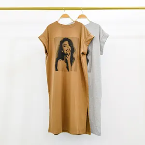 BE1339 Kimshein Womens Summer Clothing Vestidos Elegantes Para Mujer Fancy Women Printed Long T Shirt Dress Casual