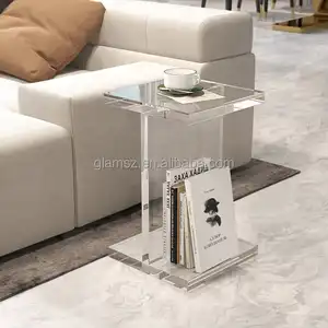 Cadeira de cabeceira de acrílico para sala de estar, mesa lateral com detalhes de design moderno