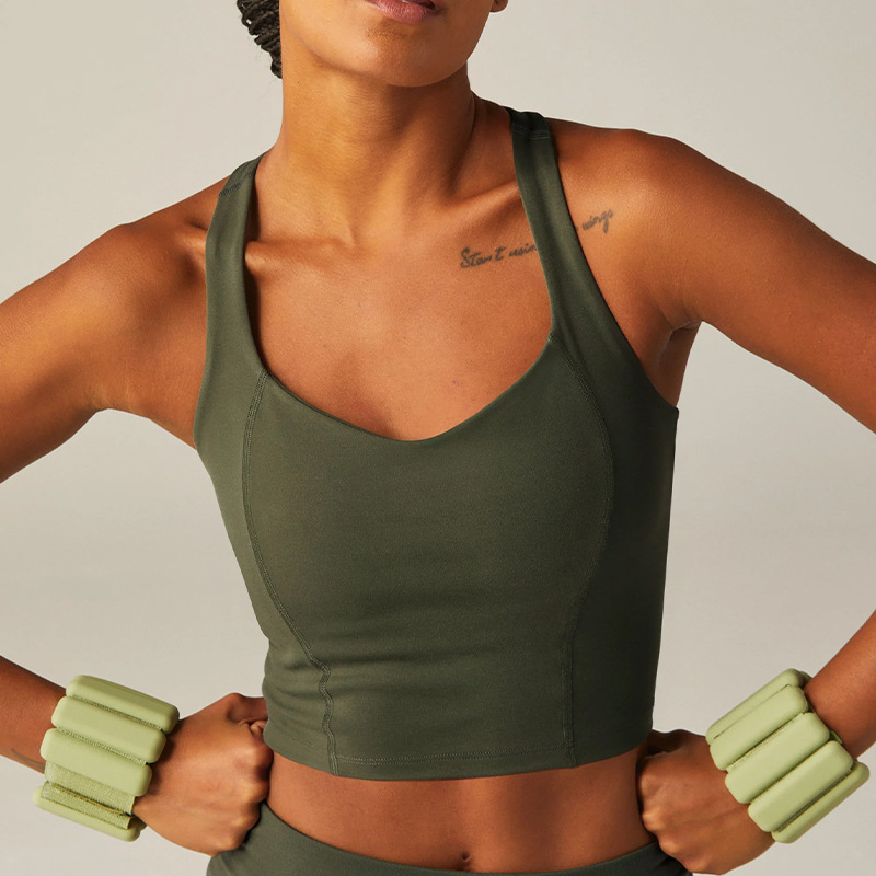 Custom High Quality Lightweight Nude Feeling Yoga Vest Seamless Quick-Drying Four-Way Stretch Fitness Sports Brassiere Women