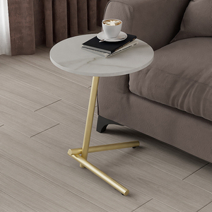 Side <strong>Table</strong> <strong>Marble</strong> Nordic Sofa Balcony Living Room Furniture Oak Coffee Bed <strong>Bedside</strong> Round Accent Gold Metal End Modern Side <strong>Table</strong> - Product Image 2