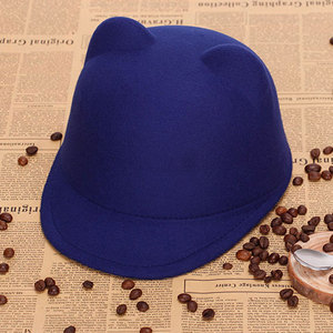 Children's Cat Ear Equestrian Hat Faux Wool Spring Autumn Sun Protection Non Foldable Polyester Top Hat - Product Image 4