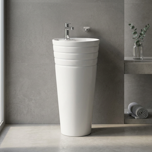 Lavabo de Pedestal de Cerámica Moderno para Hospital, Lavamanos de Una Pieza Hecho en India - Product Image 1