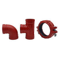 Raccords de tuyauterie coupe-feu en fonte ductile peinte rouge, homologués FM UL, en promotion : Raccord rigide, Bouchon d'extrémité, Té, Réducteur pour la protection incendie