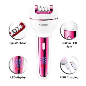 เครื่องกำจัดขน VGR V-732 IPX5 สำหรับผู้หญิง เครื่องโกนขนไฟฟ้า ชุดอุปกรณ์ดูแลขน กำจัดหนังด้าน สำหรับใบหน้า ลำตัว บริเวณขาหนีบ เครื่องเล็มขนบิกินี่ กำจัดขน - Product Image 3
