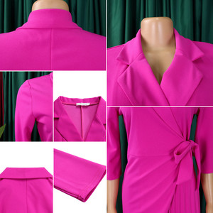 D340 Nieuwe Collectie Carrièrejurken Casual Dames Driekwart Mouw V-Hals Geplooide Blazerjurk Elegante Dames Kantoorjurken - Product Image 6