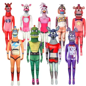 Diskon besar-besaran 2024 Bodysuit Anime kartun Glamrock kostum Halloween Cosplay bergaya untuk perayaan pesta dan liburan anak-anak