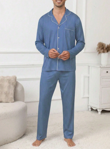 Ensemble de pyjamas en bambou pour hommes, vêtements de nuit respirants et rafraîchissants, fabrication OEM au Vietnam, production sur mesure, ensembles de vêtements de détente en modal et tencel - Product Image 3