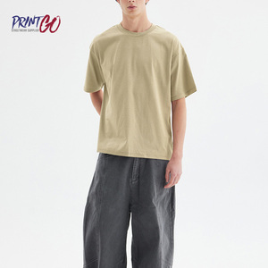 T-shirt décontracté à manches régulières en tricot lourd 305G personnalisé, 100% coton, coupe régulière, col rond, unisexe, basique, vente en gros - Product Image 1