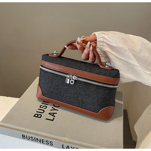 Bolso bandolera cuadrado pequeño de mano con bloque de Color vaquero a la moda para <span class=keywords><strong>mujer</strong></span>, superventas para <span class=keywords><strong>Amazon</strong></span> Trending, poliéster, un solo hombro - Product Image 6