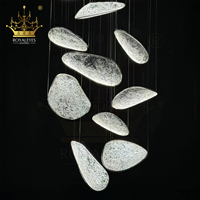 Lustre moderne pour escalier, style lune, en verre galet de luxe, pour villa, duplex, hall d'entrée