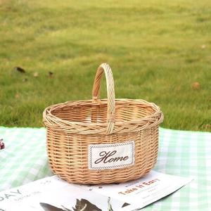 Outdoor Picnic <strong>Wicker</strong> Woven Multifunction Hand-held Kitchen Fruit and Vegetable <strong>Storage</strong> <strong>Basket</strong> - Product Image 5