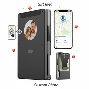 Portefeuilles électroniques personnalisés pour hommes, porte-cartes de crédit RFID fin et noir remplaçable avec écran E-ink - Product Image 1