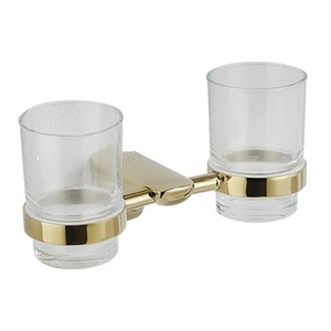 Soporte de vidrio estándar para cepillos de dientes con base dorada, montado en la pared, para almacenamiento de pasta de dientes y cepillos en el baño. - Product Image 5