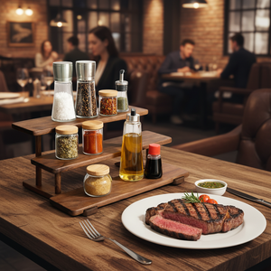 Support en bambou pour pots à épices en verre et salières - Product Image 2