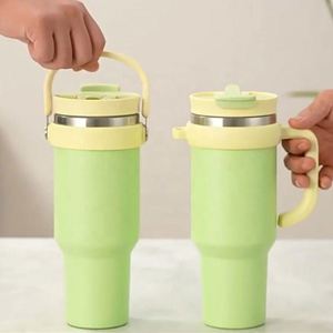 Customized 40oz Stainless Steel Vacuum <b>Double</b> <b>Wall</b> Insulated Powder Coated Tumbler With Flip Straw Lids - Product Image 1