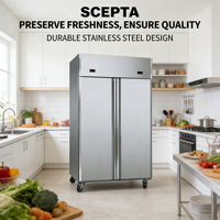 Réfrigérateur-congélateur vertical à 2 portes en acier inoxydable, capacité de 1340 L, 8 étagères, 220 V, 50 Hz, prise standard européenne