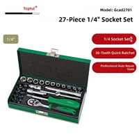 TOPTUL Taiwan 27-teiliger 1/4-Zoll-Steckschlüsselsatz, metrisch, Schnellratsche, Autoreparatur-Werkzeugset GCAD2701