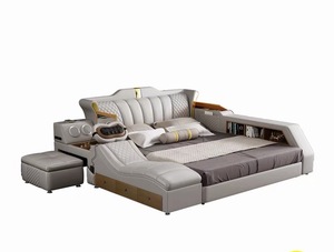 <span class=keywords><strong>Lit</strong></span> intelligent multifonctionnel de luxe OEM ODM, <span class=keywords><strong>lit</strong></span> en cuir réglable avec système de massage, système audio, TV, <span class=keywords><strong>rangement</strong></span>, mobilier de chambre moderne - Product Image 5
