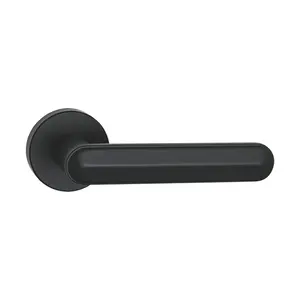 Modern Square Solid Black Aluminium Lever Door Handle Home Toilet Interior Lever Door Lock Handle For Wood Door
