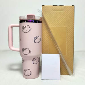 Gobelet isotherme sous vide Kawaii Kt de style américain, grande capacité 40oz, avec paille, pour voiture, portable, pour voyage et extérieur - Product Image 2